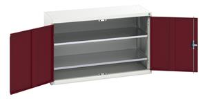 16926621.** verso shelf cupboard with 2 shelves. WxDxH: 1300x550x800mm. RAL 7035/5010 or selected